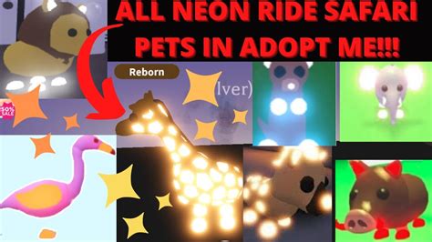 All 7 Neon Rideable Safari Pets In Roblox Adopt Me Youtube