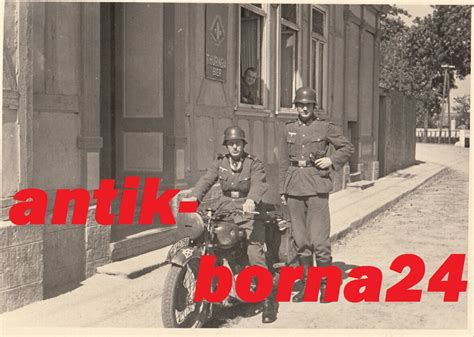 Foto Wh Soldat Kradmelder Nsu Motorrad Kennung Krad Takt Zeichen