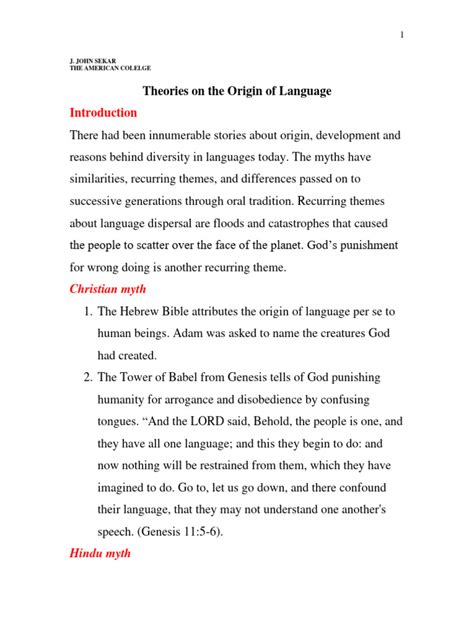 Theories On Origin of Languages | PDF | Origin Of Language | Language ...