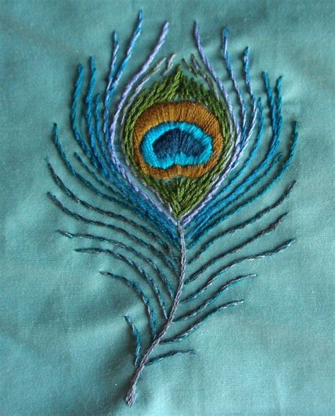 Embroidered Peacock Feather By Sugarloafin On Deviantart Artofit