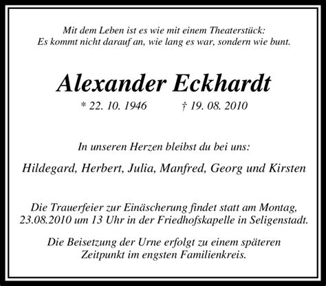 Traueranzeigen Von Alexander Eckhardt Trauer In Nrw De