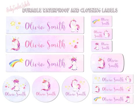 Unicorns Waterproof Name Labels School Name Labels Girl Labels Etsy