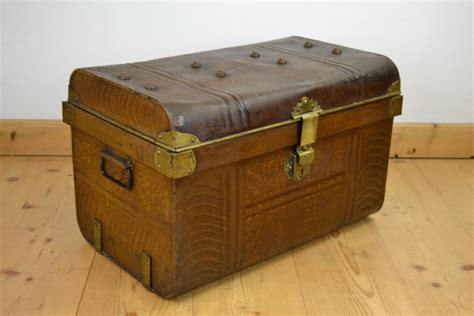 Metal Travel Trunk With Brass Details 1930s Retro Station