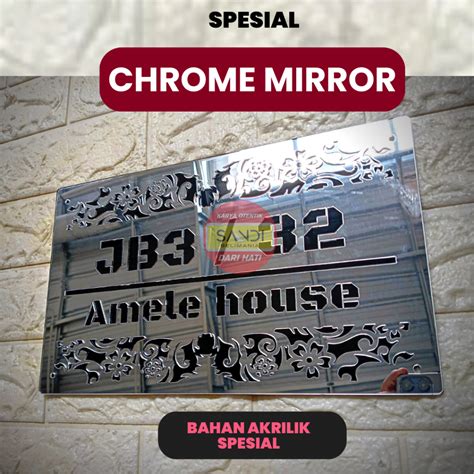 Jual Papan Nomor Rumah Akrilik Nomer Alamat Rumah Silver Mirror