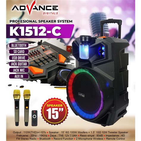 Jual Advance K1512C Profesional Speaker System Ukuran 15 Inch Terdapat