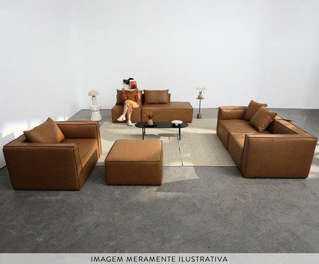 Sofá Funcional Jasmin Nude e Marrom Westwing