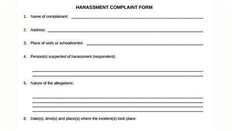 Free 7 Sample Harassment Complaint Forms In Ms Word Pdf