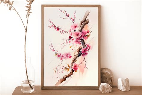 Japanese Cherry Blossom Watercolor Painting, Japanese Cherry Blossom ...