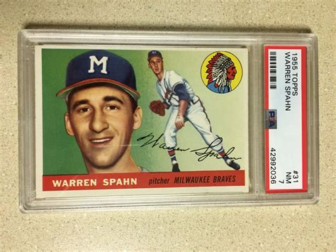 Topps Warren Spahn Psa Nm Braves Hof Ebay