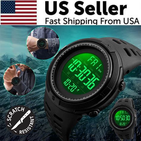 Skmei Mens Digital Army Military Sport Quartz Analog Chrono Waterproof