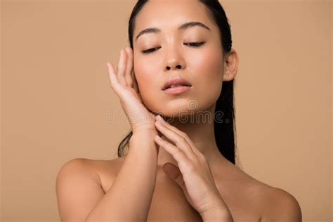 Beautiful Naked Asian Girl With Hands Stock Image Image Of Portrait Beautiful