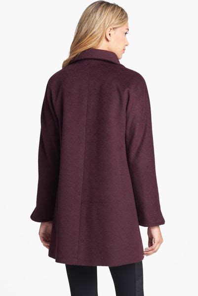 Ellen Tracy Wool Blend Aline Coat In Purple Bordeaux Lyst