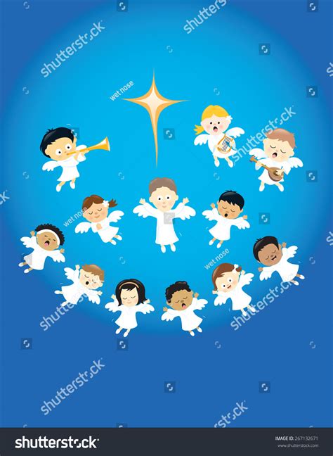 Angels Praising Birth Jesus Stock Vector (Royalty Free) 267132671 | Shutterstock