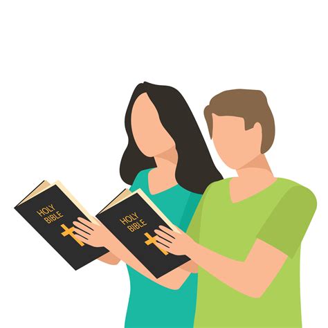 Two European People Reading A Holy Bible Woman And Man Are Studying