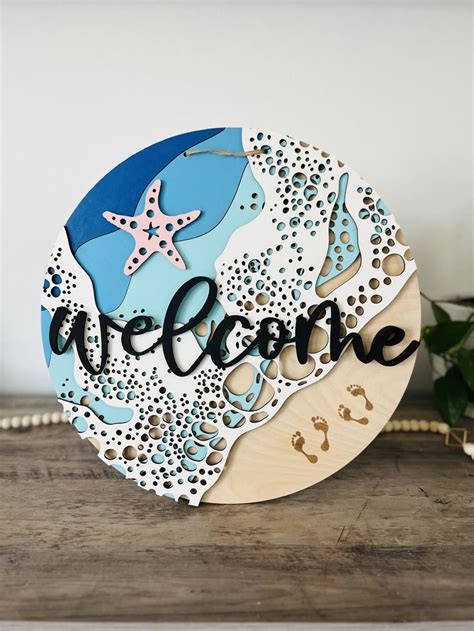 Coastal Beachfront Entry Sign For Beach House Decor Beach Front Door