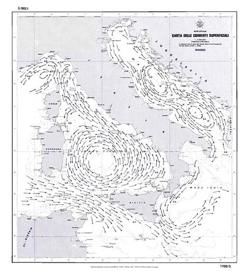 Carta Delle Correnti Superficiali Dei Mari D Italia Maggio Istituto