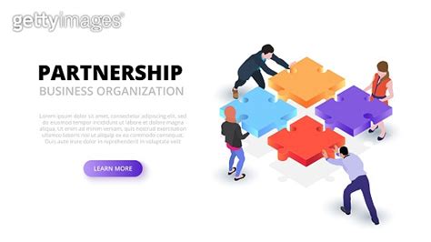 Vector Isometric Illustration With People Holding A Puzzle Piece