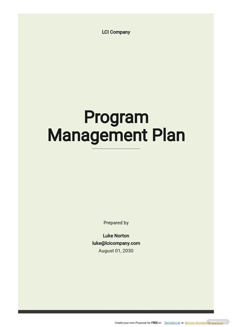 Program Management Plans Templates Word - Format, Free, Download ...