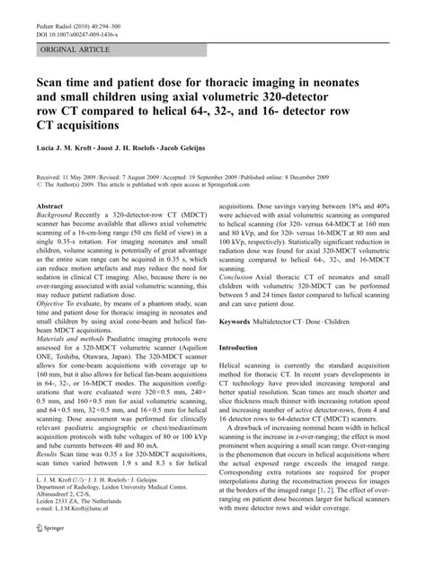 Pdf Su Ff I Scan Time And Patient Dose For Thoracic Imaging In