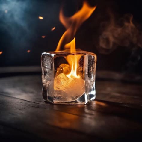 Premium Ai Image Fiery Meltdown A Burning Ice Cube