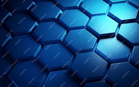 Premium AI Image | Blue hexagon pattern3d rendering