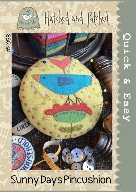 Sunny Days Pincushion Folk Art Penny Rug Pattern By Hatched And Patched