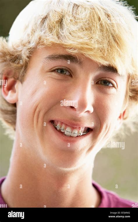 Portrait Of Teenage Boy Smiling Stock Photo Alamy