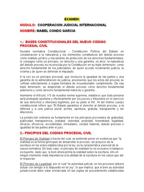 Modulo Nombre Bases Constitucionales Del Nuevo Código Procesal Civil