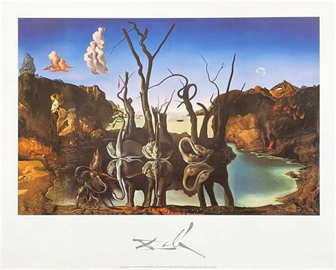 Salvador Dali Poster Swans Reflecting Elephants Surrealism