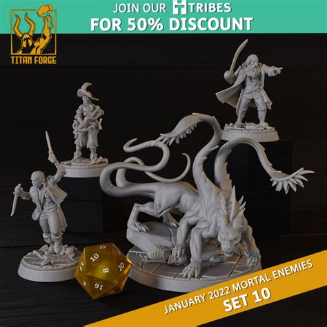 3D Printable RPG Monsters DnD 5e Mortal Enemies Set 10 By Titan