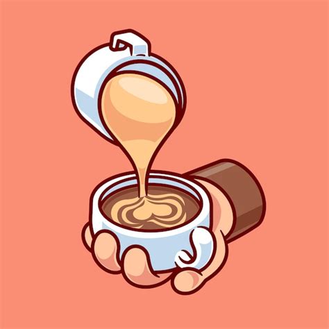 Tomar el café de la mano Amor espuma Vector de dibujos animados Icono