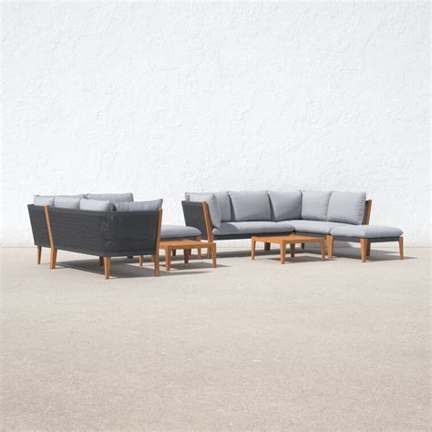 Habitat Piece Teak Sectional Seating Group With Cushions Allmodern