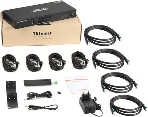 Dual Monitor 4k Hdmi 4 Port Kvm Switch 60hz 4 4 4 Incl Ir Control And Cable Tesmart Hks0802a1u