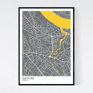 Deptford, London Map Art Print Many Colours 350gsm Art Quality Paper ...