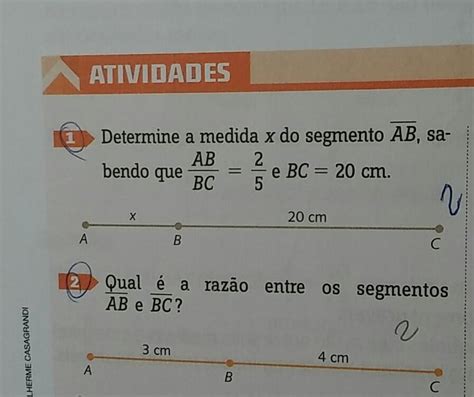 Determine A Medida X Do Segmento Ab Sabendo Que A B E Bc Cm