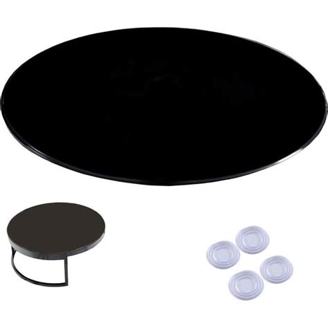 Plateau De Table Rond En Verre Noir Noir 68Cm 70Cm Dessus De Table