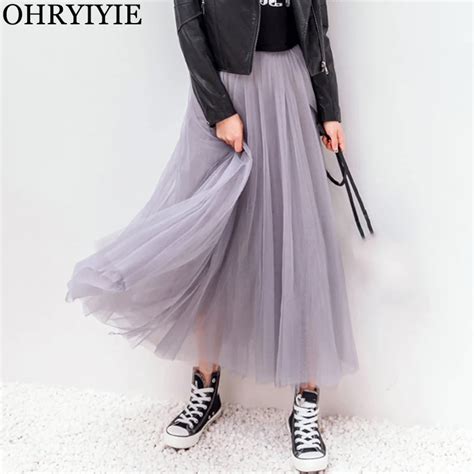 Ohryyie Jupe Longue Pliss E En Tulle Pour Femme Style Vintage