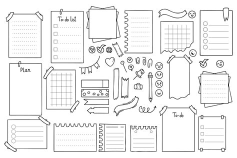 Vector Doodle sheets of various notebooks. Set Label for notebook, diary, stationery sheets ...