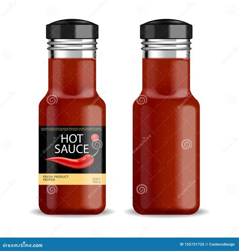 Hot Chilli Sauce Vector Isolated Realistic Product Placement Mock Up