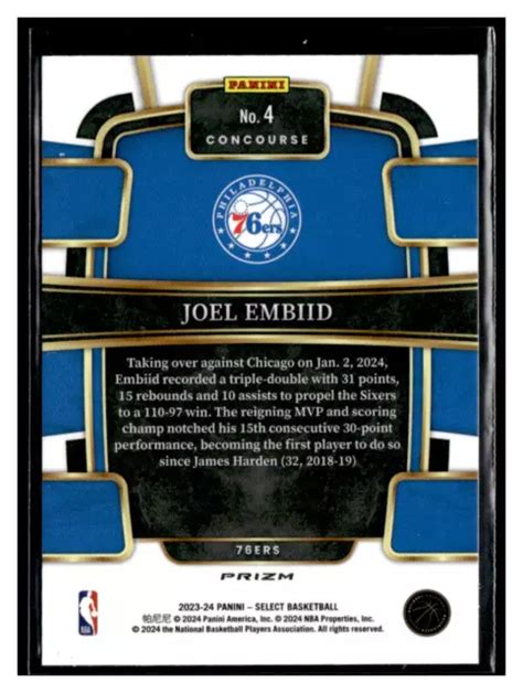 Panini Select Joel Embiid Concourse Blu Argento Prizm Ers