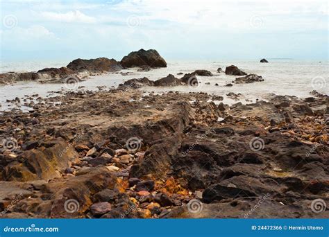 Playa Rocosa Foto De Archivo Imagen De Amarillento Agua 24472366