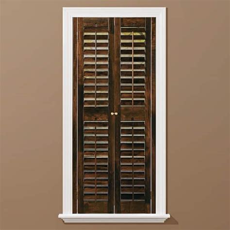 Home Basics Walnut 2 14 In Plantation Real Wood Interior Shutter 39 To 41 In W X 60 In L