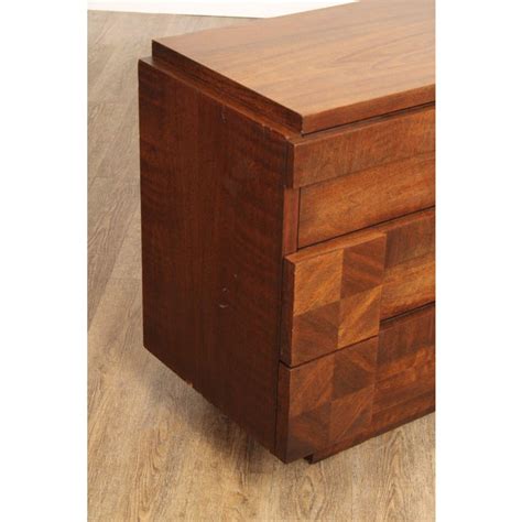 Lane Staccato Brutalist Mid Century Modern Walnut Triple Chest Chairish