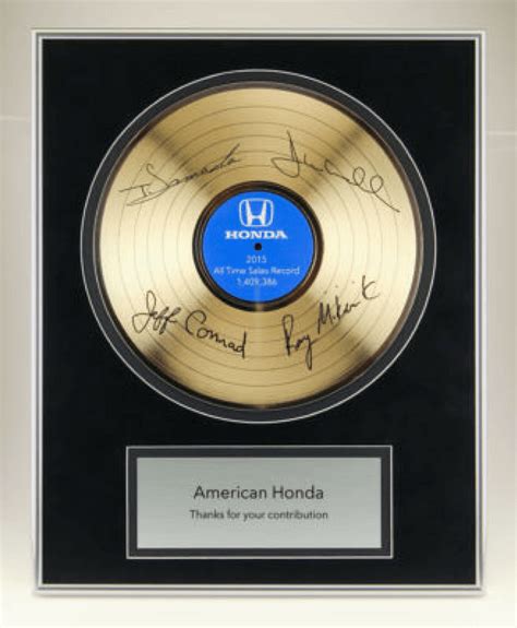 Honda Gold Record Plaque | Bruce Fox | Custom Plaques