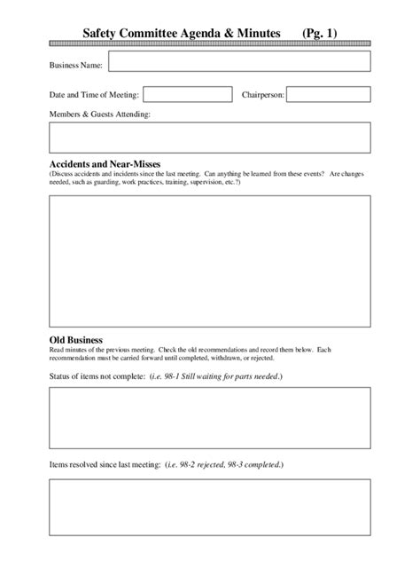 Safety Committee Agenda Template 2 Free Templates In PDF Word Excel