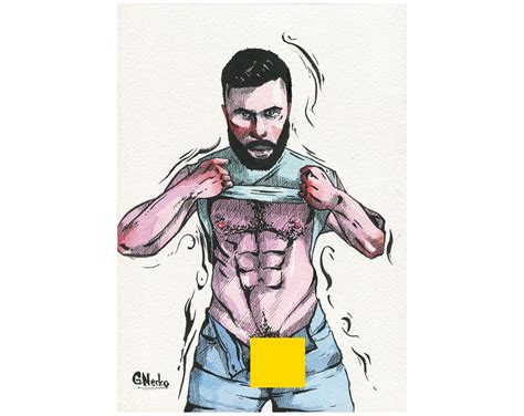 Original Hand Painted Artwork Watercolor Painting Erotic Male Man Nude Gay Etsy