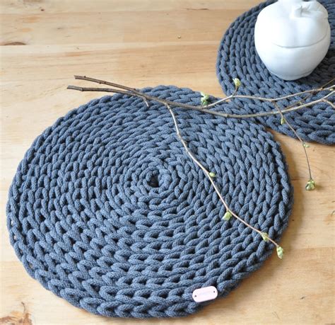 Crochet Round Placemats Set Of 2 Graphite By Thoughtsofhomedecor