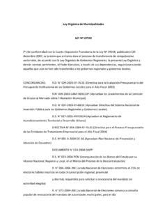 Ley Orgánica de Municipalidades LEY Nº 27972 ley org 225 nica de