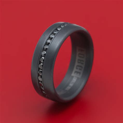 Blackened Tantalum Band With Black Diamonds Custom Made Ring ...