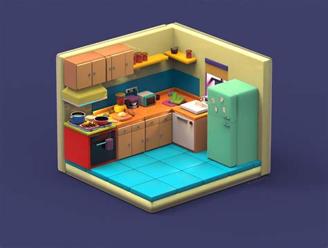 Kitchen 3d Modelling On Behance